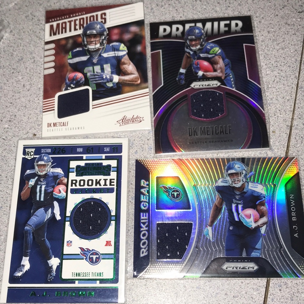 2 AJ Brown Rookie Jersey Cards 2 DK Metcalf Jersey